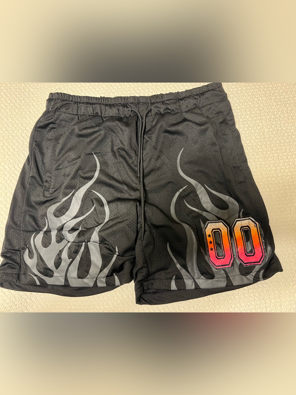 XL Rebel Minds Black Men's Athletic Flame Shorts with pockets